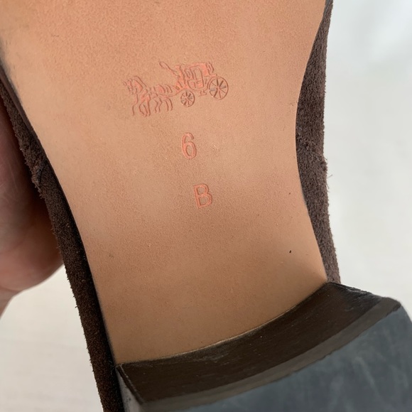 Coach Patricia Chocolate Brown Suede Leather Turn Lock Strap Women's 6(B) - Picture 13 of 14